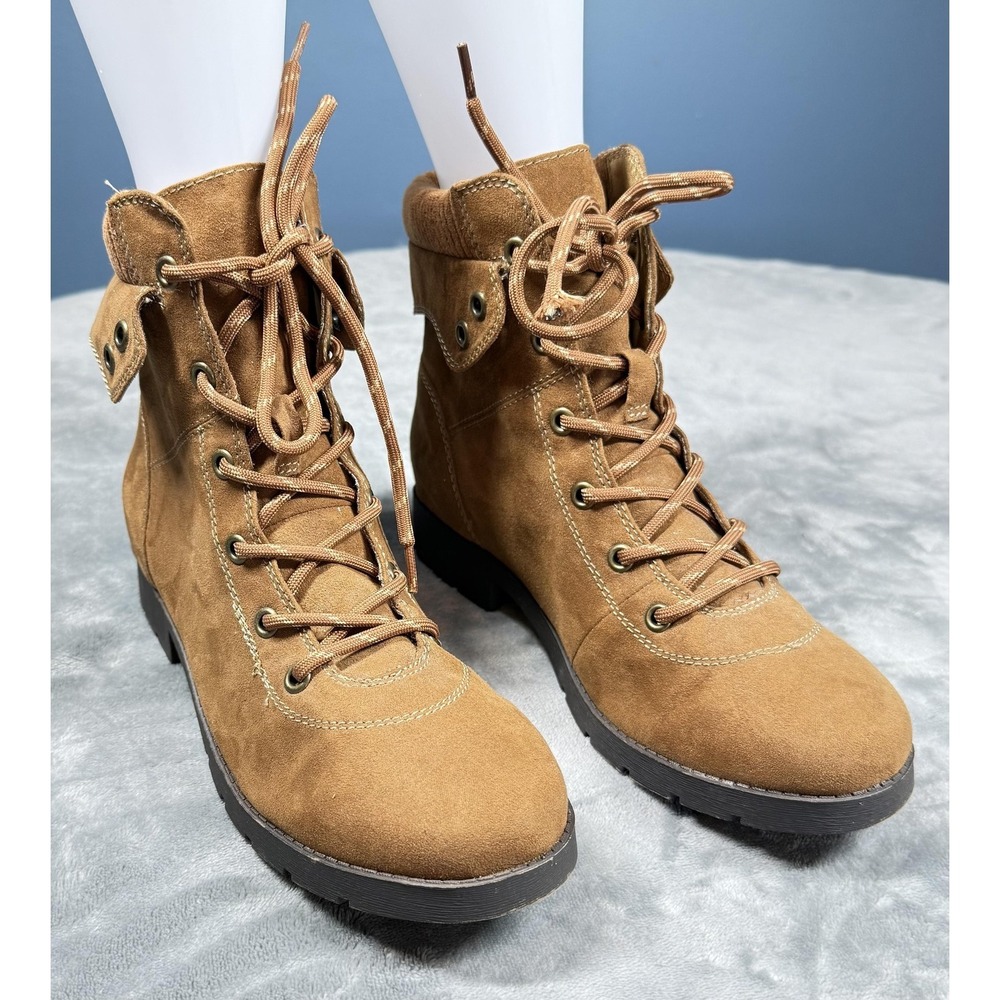 St John's Bay Yosemite Boots Womens Size 8 Brown Lace Up Ankle Hiking Combat - Picture 3 of 10
